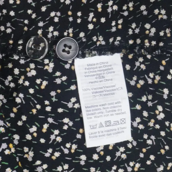 Madewell Women Button-Wrap Dress in Playground Posies Dress Size L Black Floral - Picture 9 of 16